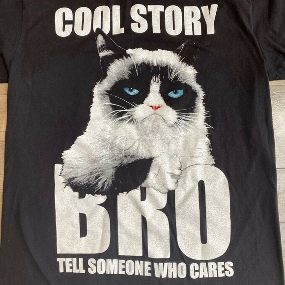 Grumpy Cat Graphic T Shirt Cool Story Bro Men's Medium Black - Picture 2 of 4
